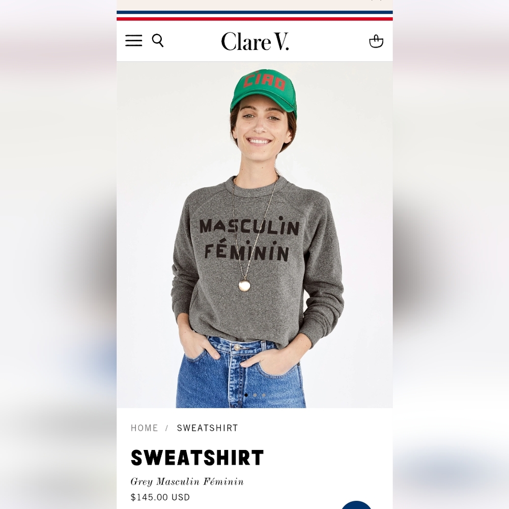 Clare V Masculin Feminin grey sweatshirt M